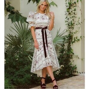Antonio Melani x Nicola Bathe Size 2 Emilia Floral Faille Puff Sleeve Dress NWT